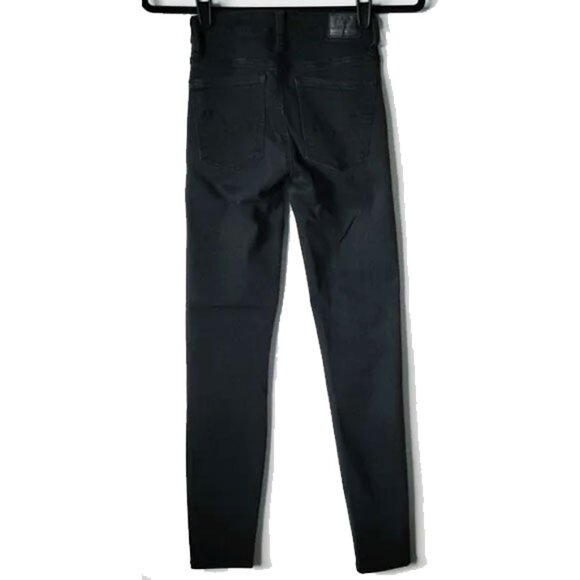 *50off3*  American Eagle Outfitters Mid Rise Skinny Jeans 00S Destroyed Black - Picture 2 of 12